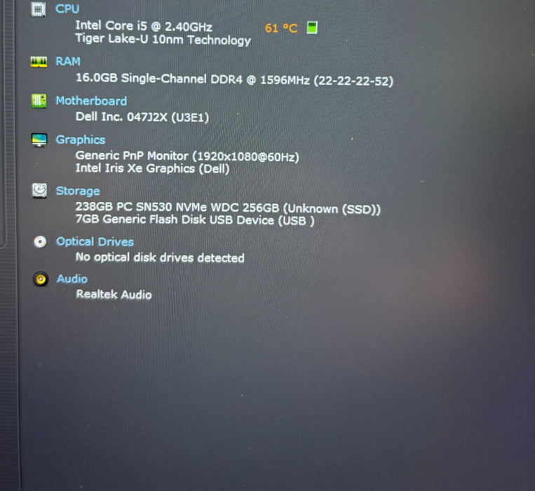 Dell Latitude 5420 Core i5-1135G7@2.4GHz 16GB RAM 256GB SSD  Lap200