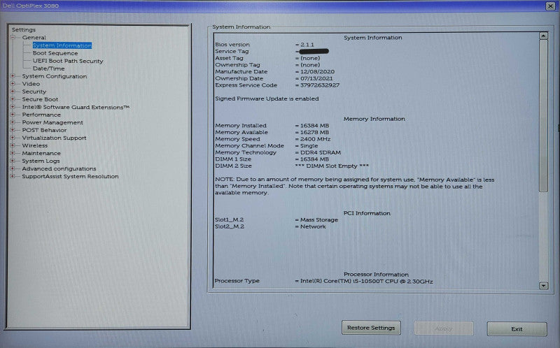Dell OptiPlex 3080 USFF, i5-10500T, 16GB DDR4, 256GB NVMe, WiFi, 65W PSU