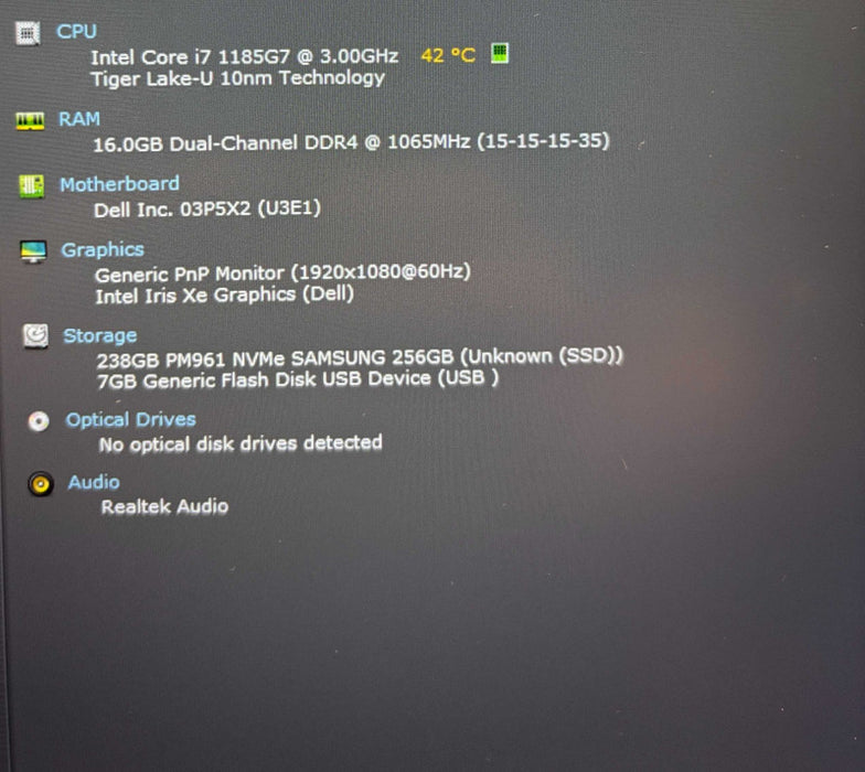 Dell Latitude 5420 Core i7-1185G7@3GHz 16GB RAM 256GB SSD READ  Lap200
