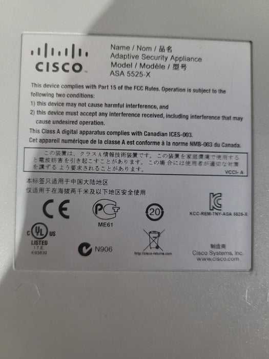 Cisco ASA 5525-X Adaptive Security Appliance Firewall