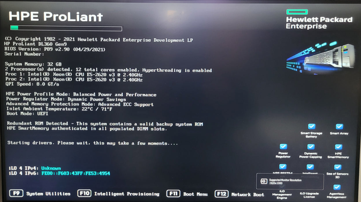 HP ProLiant DL360 Gen9 | 2x Xeon E5-2620 v3 @2.40GHz 32GB DDR4 P440ar | NO HDD