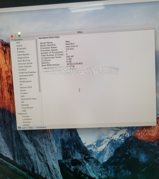 Apple iMac 21.5" Late 2015 A1418 2.8GHz Intel Core i5 8GB DDR3 1TB HDD