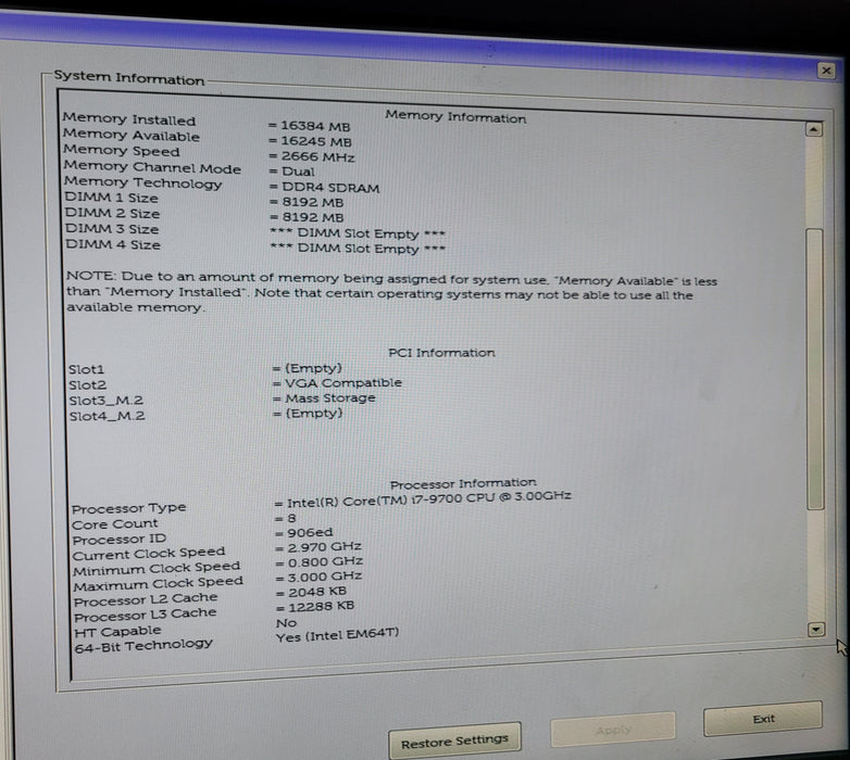 DELL Precision 3431 | i7-9700 @ 3.00GHz 16GB DDR4 256GB NVMe