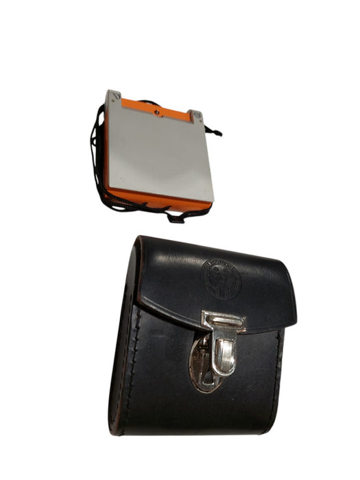 FREIBERGER Geologist's Compass with Mirror ( cracked ) & Leather Case  =