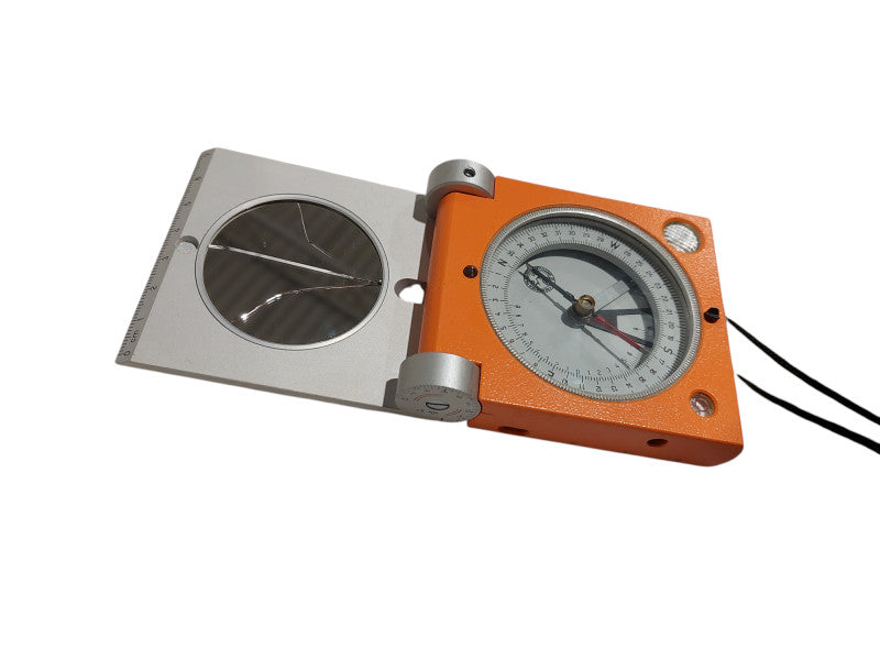FREIBERGER Geologist's Compass with Mirror ( cracked ) & Leather Case  =