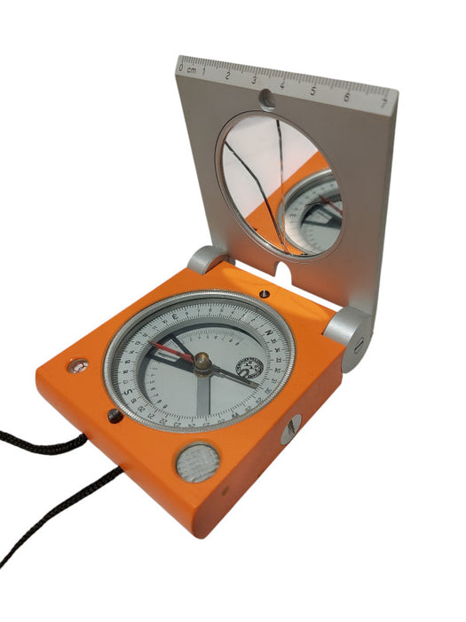 FREIBERGER Geologist's Compass with Mirror ( cracked ) & Leather Case  =