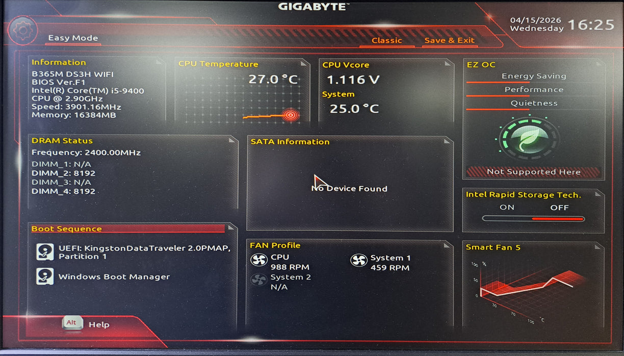 Custom PC | Gigabyte B365M DS3H WiFi w/ Intel Core i5-9400, 16GB DDR4, No HDD