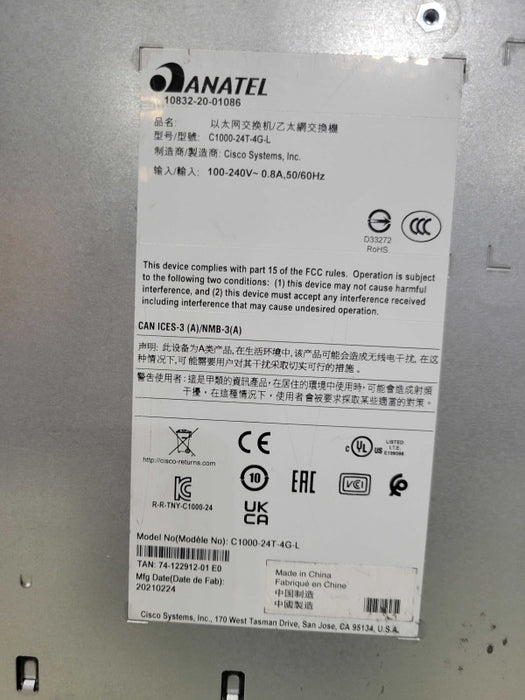 Cisco C1000-24T-4G-L V01 | 24-Port Gigabit Managed Switch 4x 1G SFP _