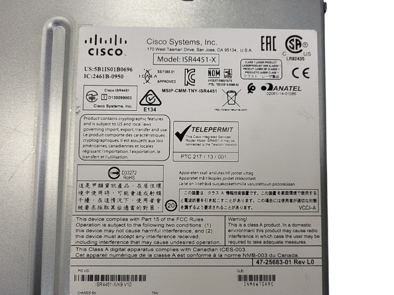 Cisco ISR4451-X/K9 ISR 4451 Series Integrated Services Router  $
