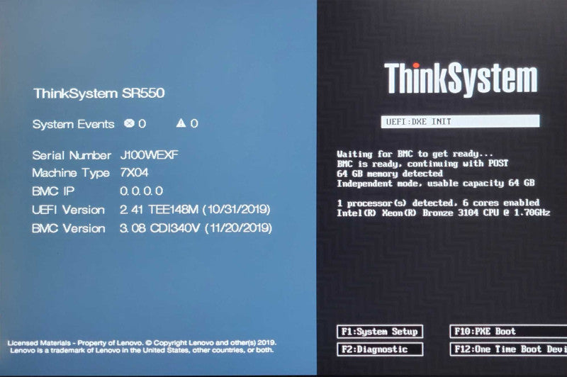 Lenovo TS SR550 1x Xeon Bronze 3104 1.70GHz 64GB, 930-16i, 4x 12TB SAS HDDs _