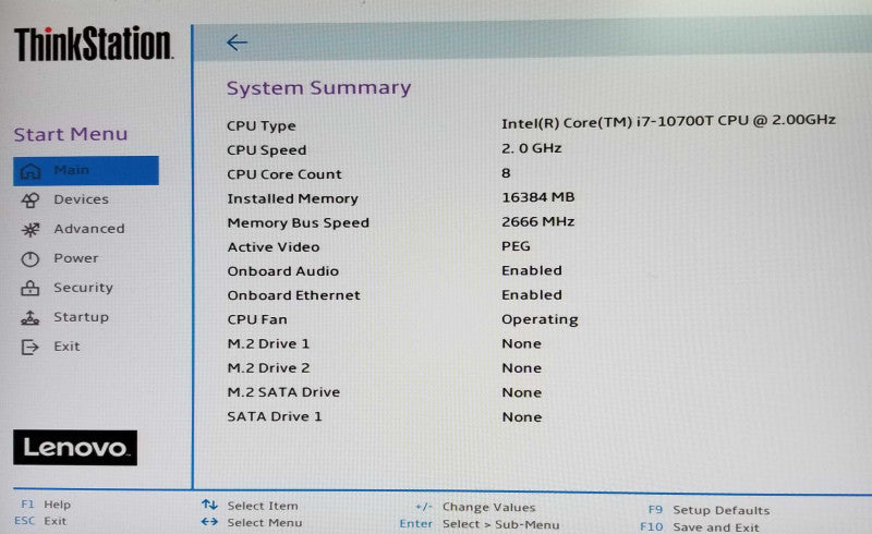 Lenovo ThinkStation P340 USFF, Intel i7-10700T CPU 2.00GHz, 16GB RAM
