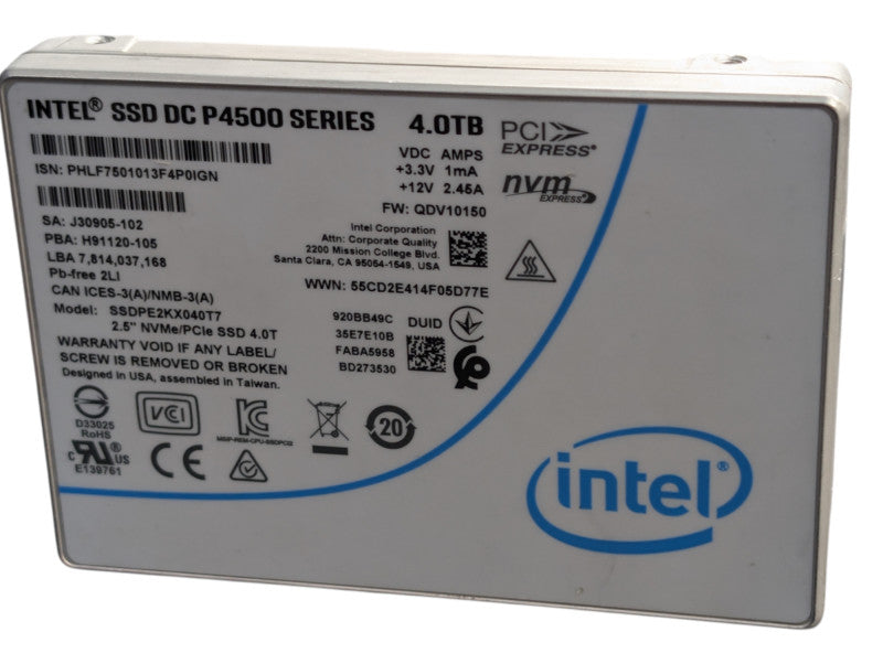 Intel PCIe NVME SSD DC P4500 Series U.2 4TB SSDPE2KX040T7  -