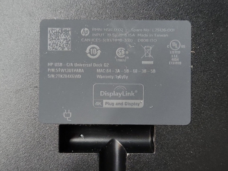 HP USB-C/A Universal Dock G2 5TW13UT#ABA w/120W Power Adapter