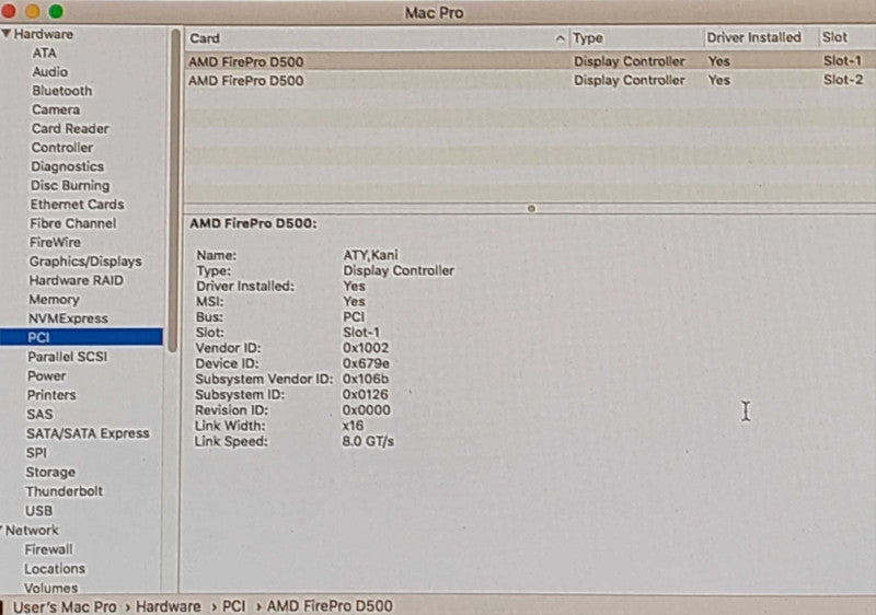 Apple Mac Pro 2013 - Xeon E5-1650 v2 @ 3.5GHz, 16GB RAM, 256GB SSD, 2xD500