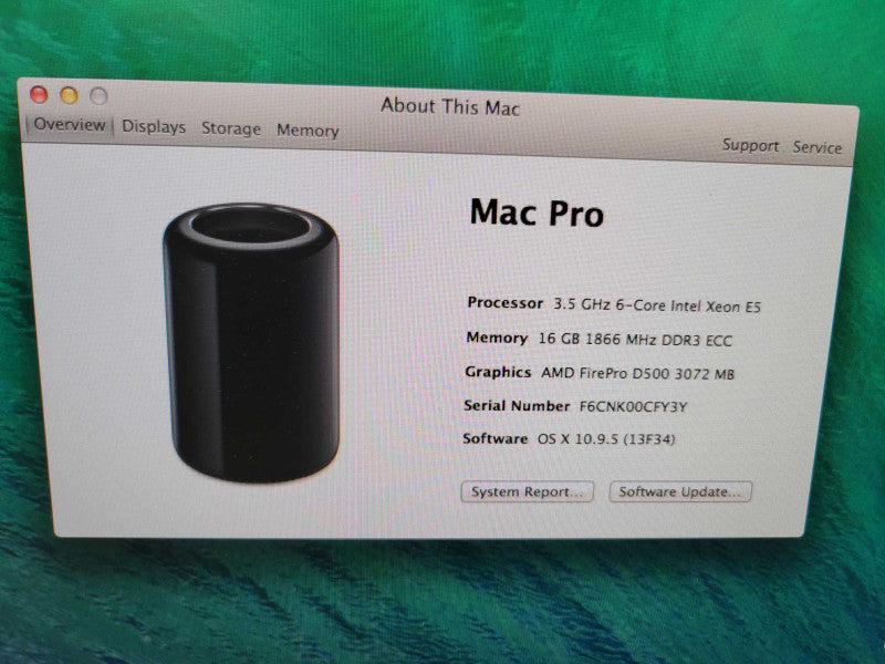 Apple Mac Pro 2013 A1481- Xeon E5-1650 v2 16GB RAM 256GB SSD 2xD500 %