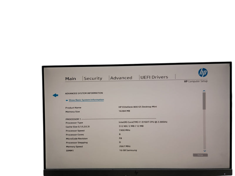 HP EliteDesk 800 G5 Desktop Mini i7 -9700T @ 2.00GHz 16GB DDR4 Ram θ