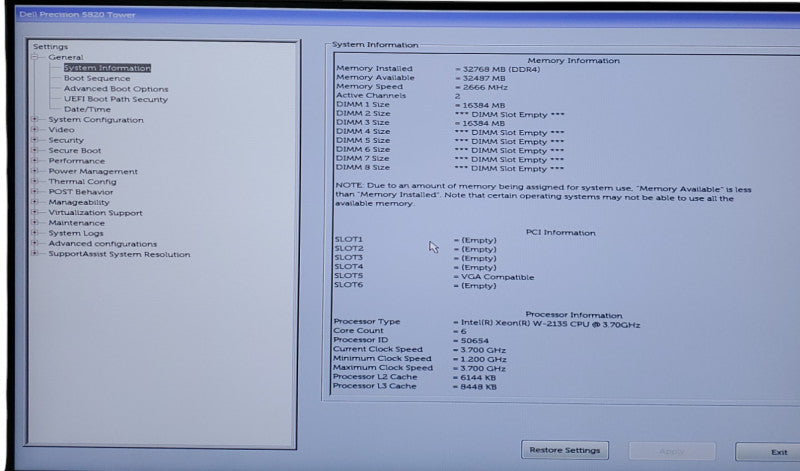 Dell Precision 5820T Workstation XEON W-2135 @3.7GHz 32GB RAM NO-HDD/SSD