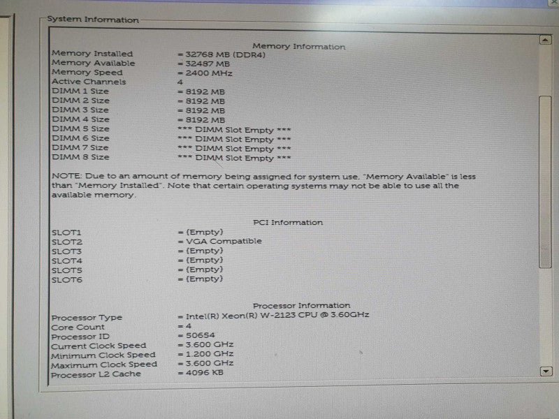 Dell Precision T5820 Xeon W-2123 3.6GHz Quadro P4000 32GB RAM - No HDD
