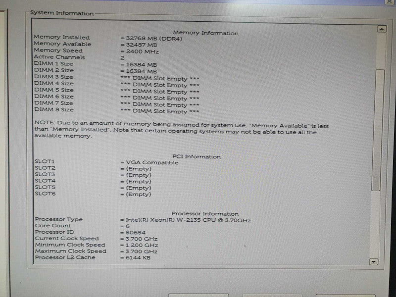 Dell Precision T5820 Xeon W-2135 3.7GHz 32GB RAM - No HDD/OS