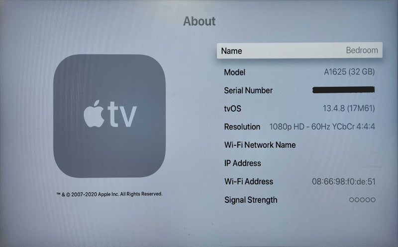 Apple TV HD 4th generation 32GB A1625, No Remote