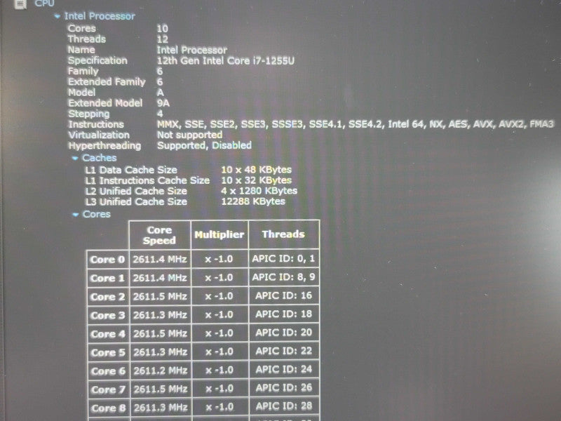 Dell Precision 5430 i7-1255U 16GB RAM 256GB SSD READ β Lap200