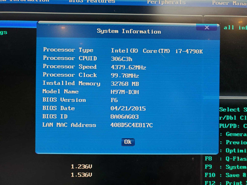 Gaming PC H97M-D3H Water Cooled i7-4790K 4GHz 32GB RAM GTX 1060 - No HDD
