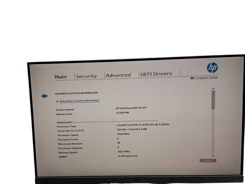 HP EliteDesk 800 G5 SFF  i5 - 9500 @ 3.00GHz 16GB DDR4 Ram Qθ