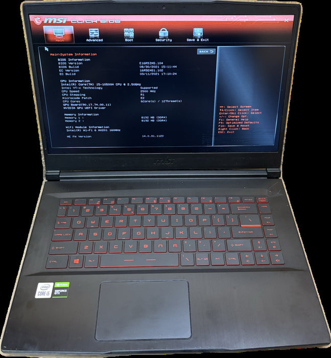 MSI GF63 Thin 10SC i5-10500H GTX1650 Faulty Trackpad For Parts/Repair READ!  Lap200