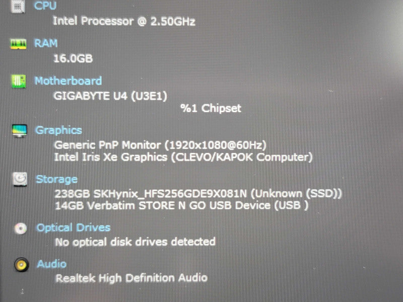 GigaByte U4 14" i5-1155G7 16GB RAM 256GB SSD  β Lap200