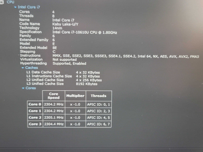 Dell Precision 3550 i7-10610U 16GB DDR4 Quadro P520 256GB SSD READ β Lap200