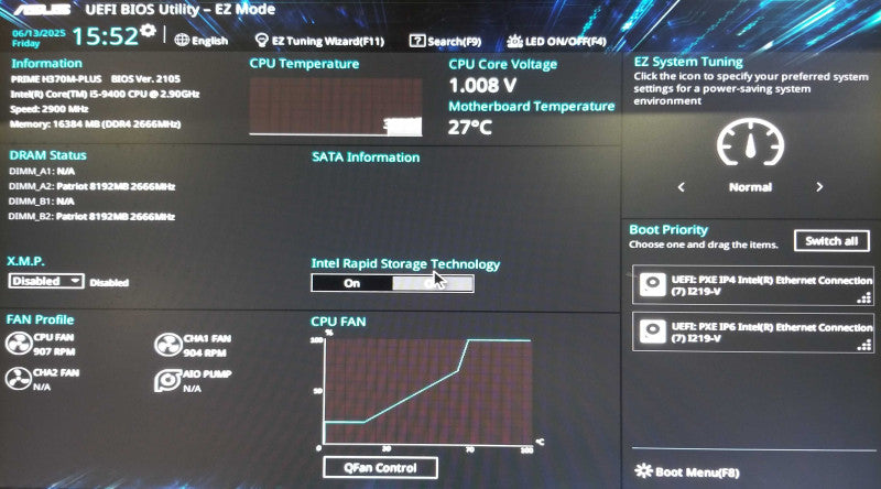 Custom Tower With ASUS H370M-PLUS, Intel i5-9400 CPU 2.90GHz, 16GB RAM