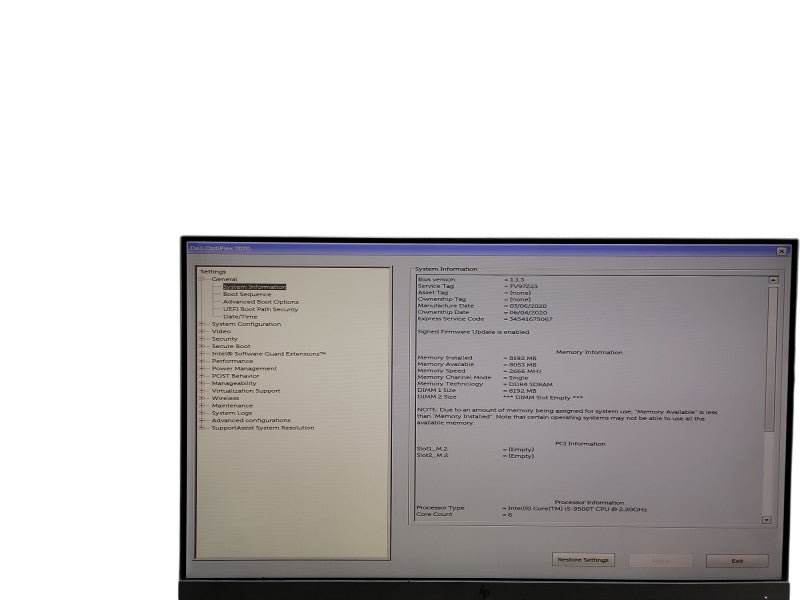 Dell OptiPlex 7070 Micro i5 - 9500T @ 2.20GHz 8GB DDR4 Ram Qθ