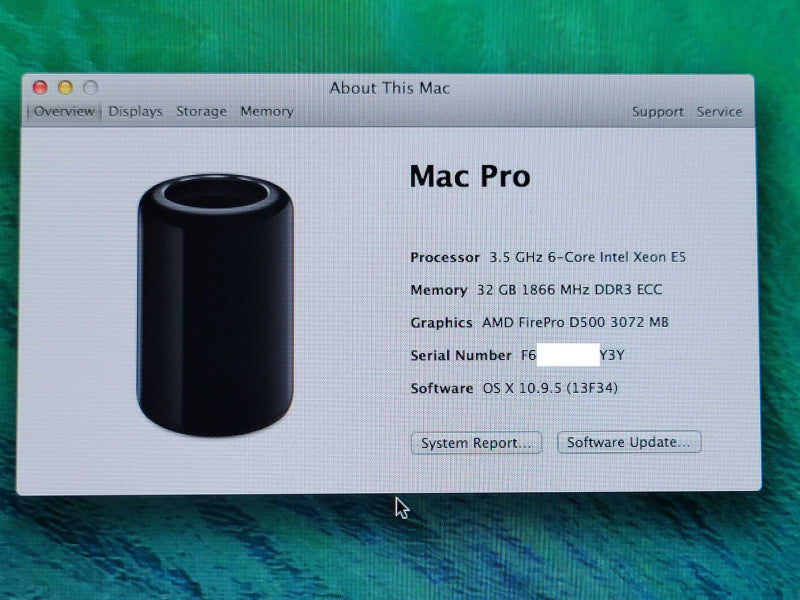 Apple Mac Pro 2013, Xeon E5-1650V2 3.5GHz 32GB RAM, AMD D500 3GB, 256GB SSD _
