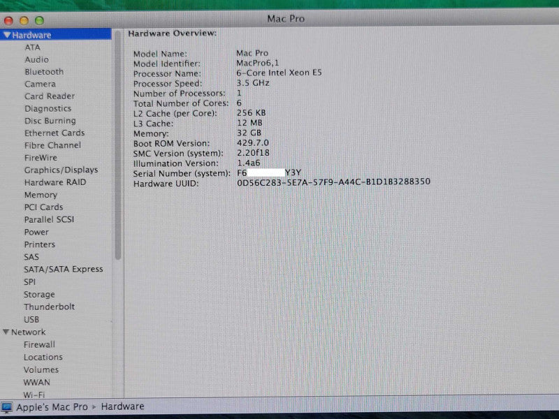 Apple Mac Pro 2013, Xeon E5-1650V2 3.5GHz 32GB RAM, AMD D500 3GB, 256GB SSD _