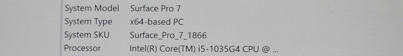 Microsoft Surface PRO 7 Intel Core i5-1035G4 8GB RAM 256GB NVMe Storage _ Lap200