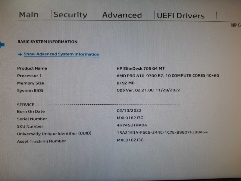 HP EliteDesk 705 G4 MT AMD Pro A10-9700 R7 8GB DDR4 NO HDD