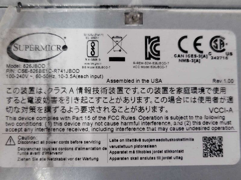 Supermicro 826JBOD CSE-826BE1C-R741JBOD with 12x 3.5" HDD Caddies, 2x PSU _