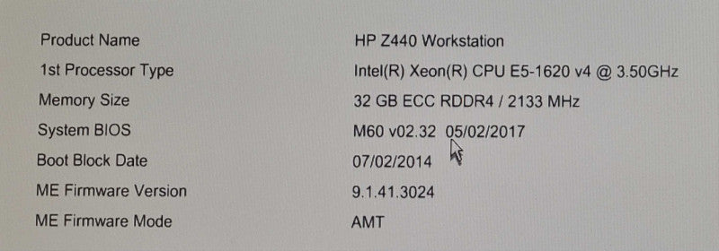 HP Z440 Workstation - Xeon E5-1620 v4 @ 3.5GHz, 32GB DDR4, Quadro K2200