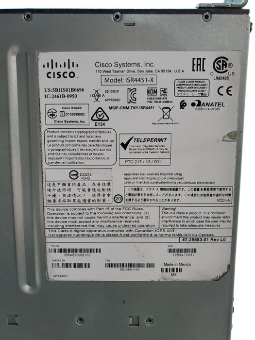 Cisco ISR4451-X/K9 ISR 4451 Series Integrated Services Router