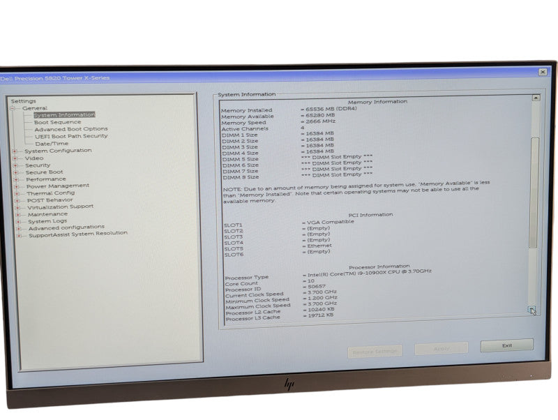 DELL Precision 5820 X-Series Intel Core i9-10900X 64GB RAM 512GB SSD  - -