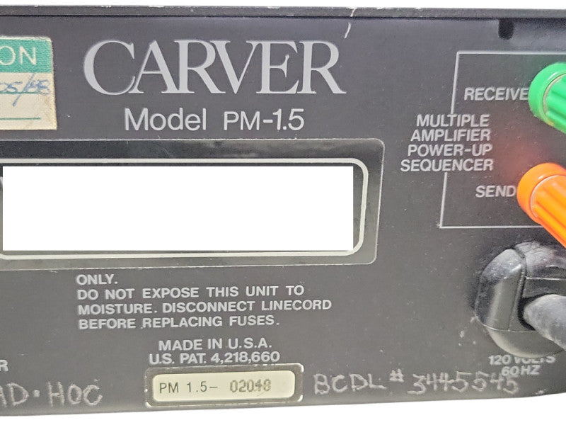 Carver PM 1.5 Stereo Magnetic Field Power Amplifier, READ _