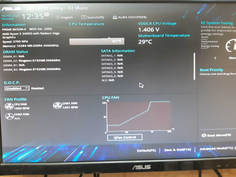 Custom Tower Prime B450M-A AMD Ryzen 5 3400G 3.7 GHz 16GB DDR4 No HDD