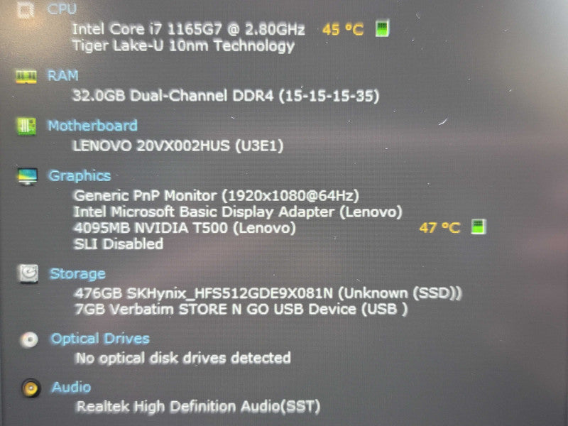 Lenovo ThinkPad P14s Gen 2 i7-1165G7 32GB DDR4 Quadro T500 512GB SSD  Qβ Lap200