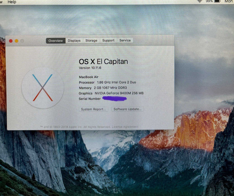 Apple MacBook 13" Air Mid 2009 Core 2 Duo L9400@1.86 2GB RAM 120GB HDD READ