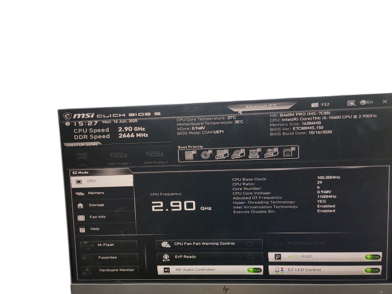 Custom PC SFF  MSI B460M PRO (MS-7C88) i5 - 10400 2.90GHz 16GB DDR4 Ram θ