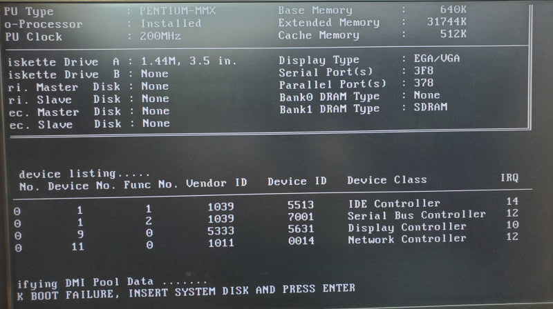 Vintage Desktop PC Seanix ASI 9000 Pentium-MMX 200MHz 32MB RAM - No HDD