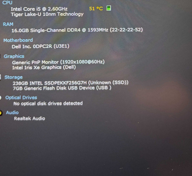 Dell Latitude 5520 Core i5-1145G7@2.6GHz 16GB RAM 256GB SSD  Lap200