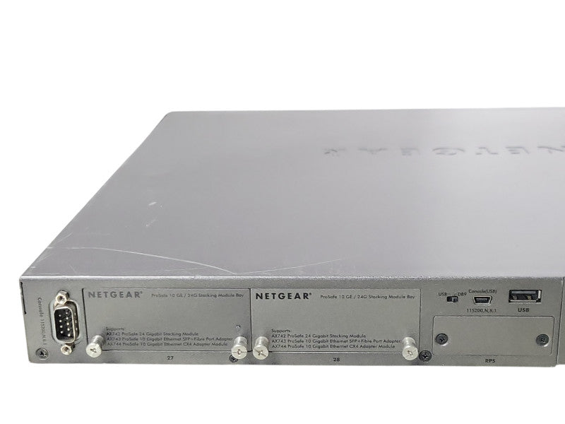 Netgear M5300-28G-POE+ 24-port Gig L2+ PoE+ w/ 10 Gig Stacking bays, READ _