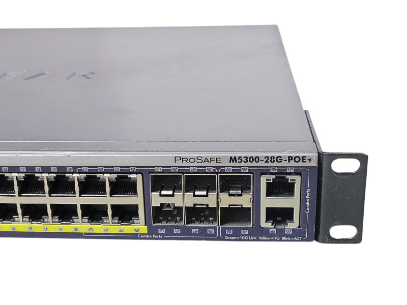 Netgear M5300-28G-POE+ 24-port Gig L2+ PoE+ w/ 10 Gig Stacking bays, READ _