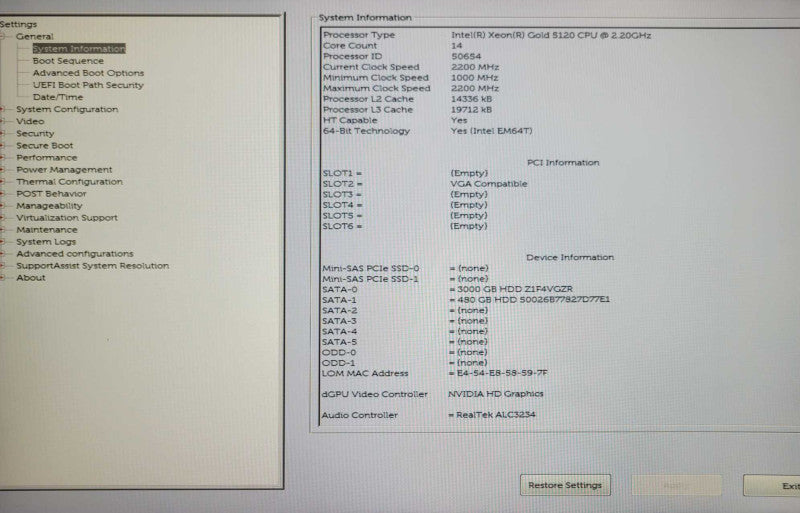 Dell 7820 Xeon Gold 5120 2.20GHz 32GB 480GB SSD + 3TB HDD, 950W, K2200 GPU _